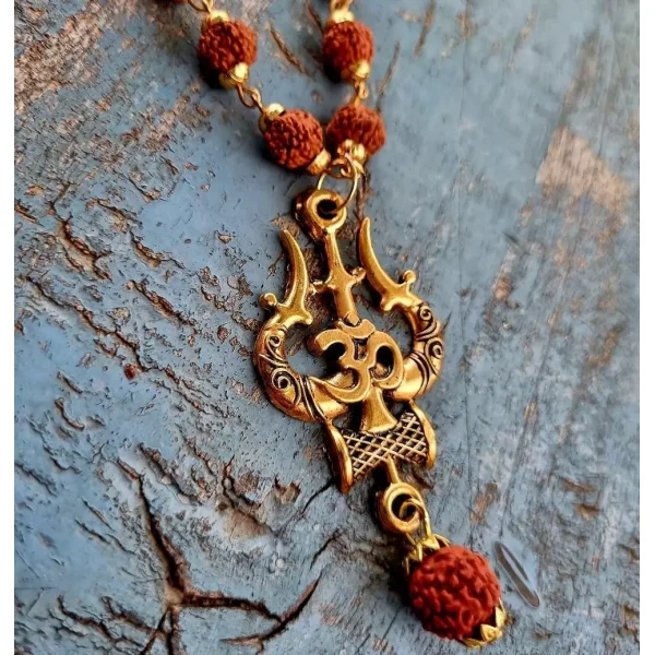 Gleaming Men's Gold Plated Rudraksha Chains - Image 3