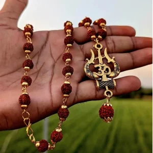 Gleaming Men's Gold Plated Rudraksha Chains