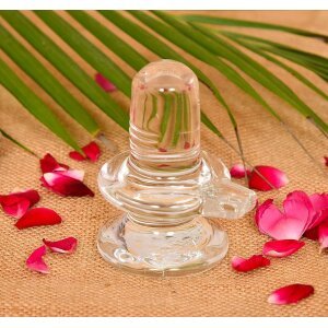 Sphatik Shivling Big Size For Home Pooja Decorative Showpiece 4 Inch, 250gm (Crystal, White)