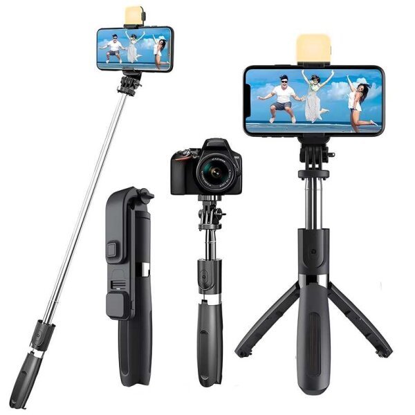 Extendable Flash 3-in-1 Selfie Stick Tripod With Bluetooth Remote