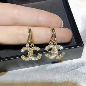 Avr Jewels Gold Plated Hoop Double C Drop Earring For Girls And Women