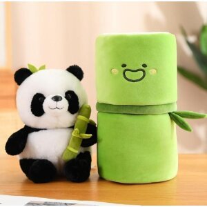 Cute Panda Plush With Bamboo