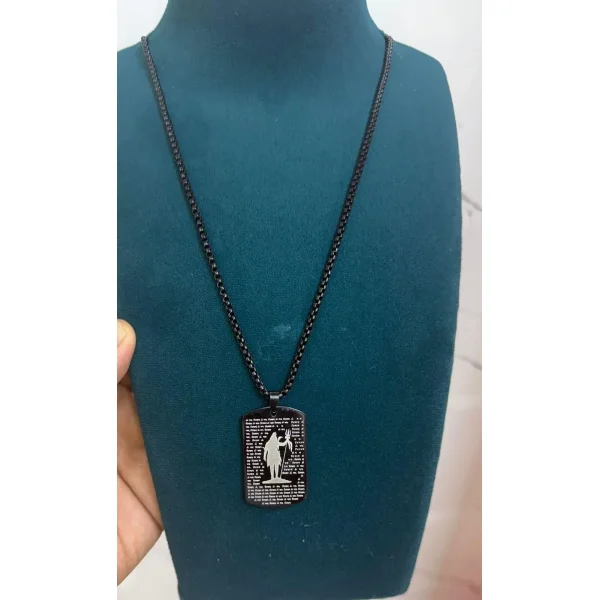 Om Namah Shivay MicroCarved Tag Pendent with Chain - Image 3
