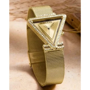 Guess Watch Triangle Diamond Gold For Women (SW498)