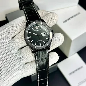 Armani Watch Leather Black For Men