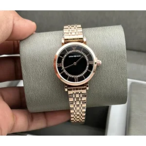 Emporio Armani Watch Rose Gold Black Dial For Women (SW461)