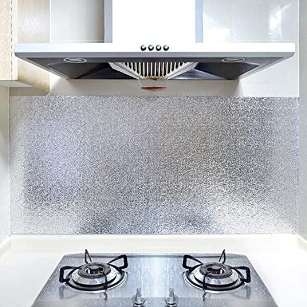 Aluminum Foil Kitchen Backsplash Peel and Stick Shelf Liner for Kitchen Cabinets - Image 3