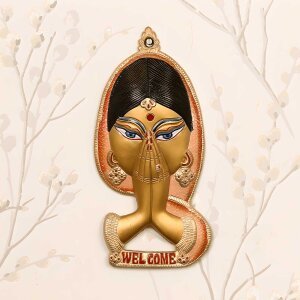 CraftIndia Welcome Lady Metal Colorful Wall Hanging