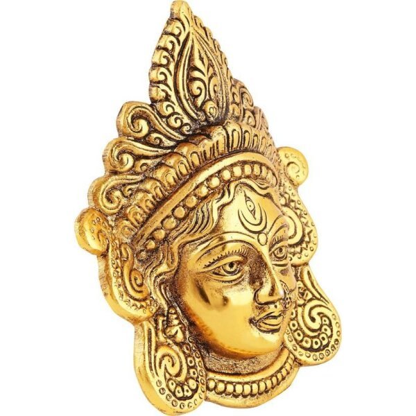 Ambika Durga Face Wall Hanging Metal Idol Showpiece 15.24 cm (Gold Plated, Metal, Gold) - Image 3