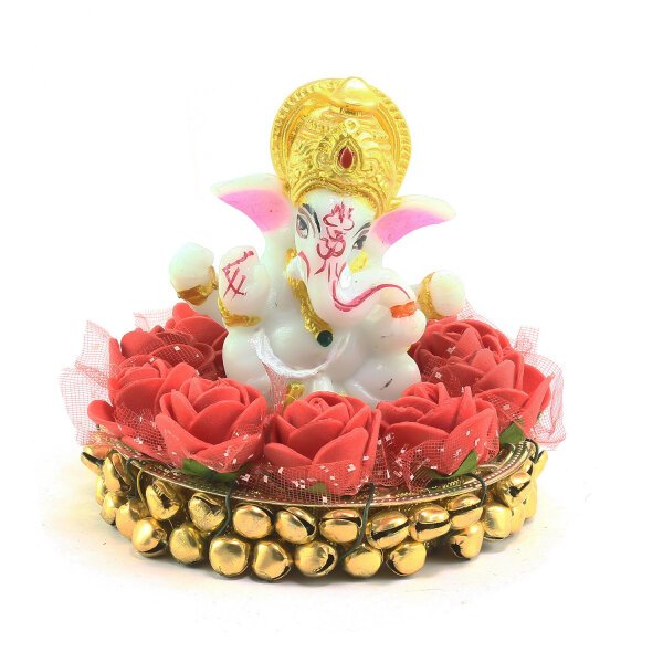 CraftIndia Lord Ganesha Idol On Decorative Plate For Car and Home - Image 2
