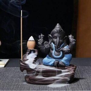 Handcrafted Meditation Monk Ganesha Smoke Backflow Cone Incense Holder