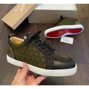 Christian Louboutin Spike Olive Shoes For Men (SUP876)
