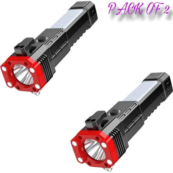 Portable LED Flashlight Multifunctional Work Light Power Bank Emergencies Safety Pack Of 2 - Image 3