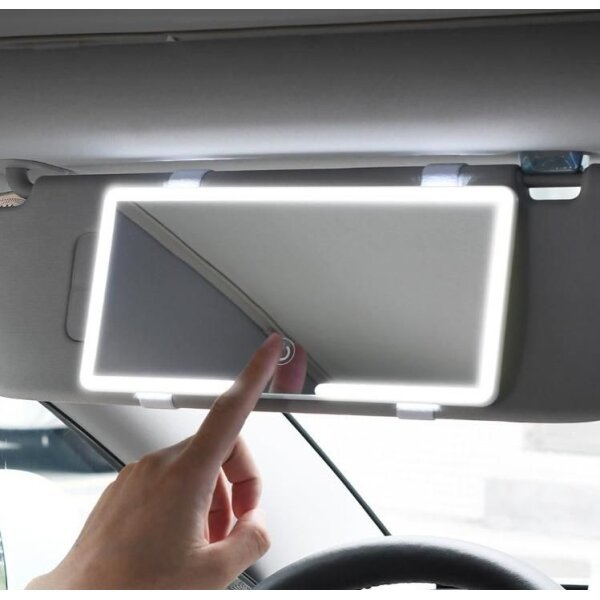 Rechargeable Car Makeup Mirror with LED Lights (Pack Of 1)