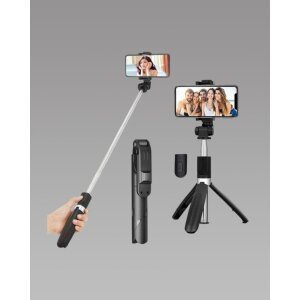 Extendable Flash 3-in-1 Selfie Stick Tripod with Bluetooth Remote