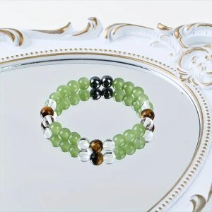 Tigers Eye Stone and Crystal Beads Bracelet Pack of 1