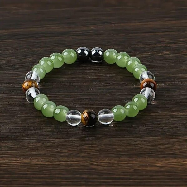 Tigers Eye Stone and Crystal Beads Bracelet Pack of 1 - Image 2