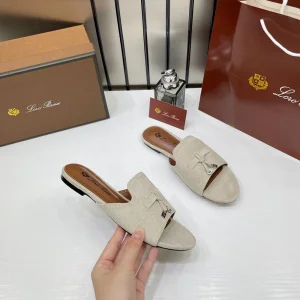 Stylish Loro Piana Suede Summer Charms Brown For Women (LAB2798)