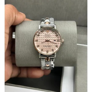 Rolex Watch Curved Dial Date Only Diamond Rosegold Two Tone For Women (SUP1880)