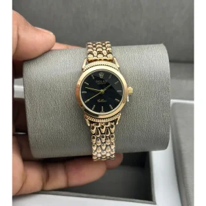 Rolex Geneve Watch Gold Black For Women (SUP1859)