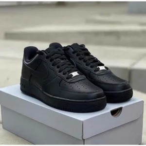 Imported Nike Air Force 1 Short Black Leather Shoes For Women (SUP3052)