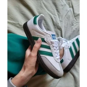 Imported Adidas Samba White Green Shoes For Women (SUP3078)