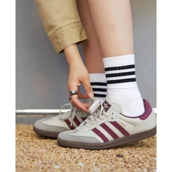 Imported Adidas Samba Og Putty Grey Maroon Shoes For Women (SUP3131) - Image 3