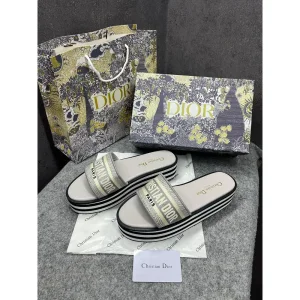 Fendi Dior Riviera Dway Slides Platform Raffia For Women (LAB982)